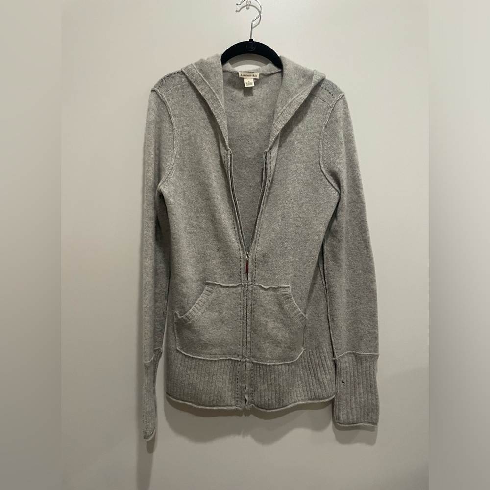 Medium Christopher Blue Cashmere Zip Hoodie, Grey